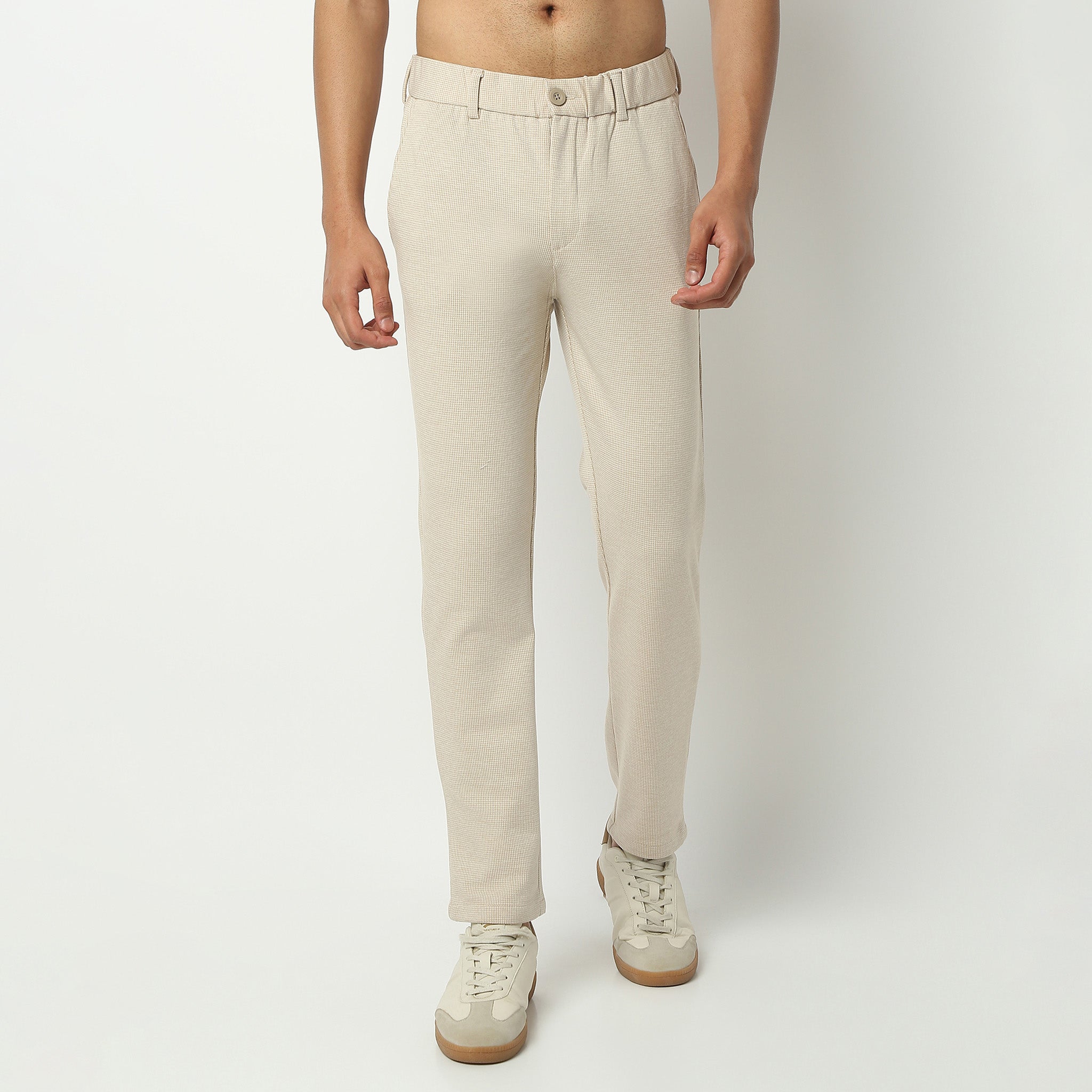 Regular Fit Solid Ankle Length Mid Rise Pants