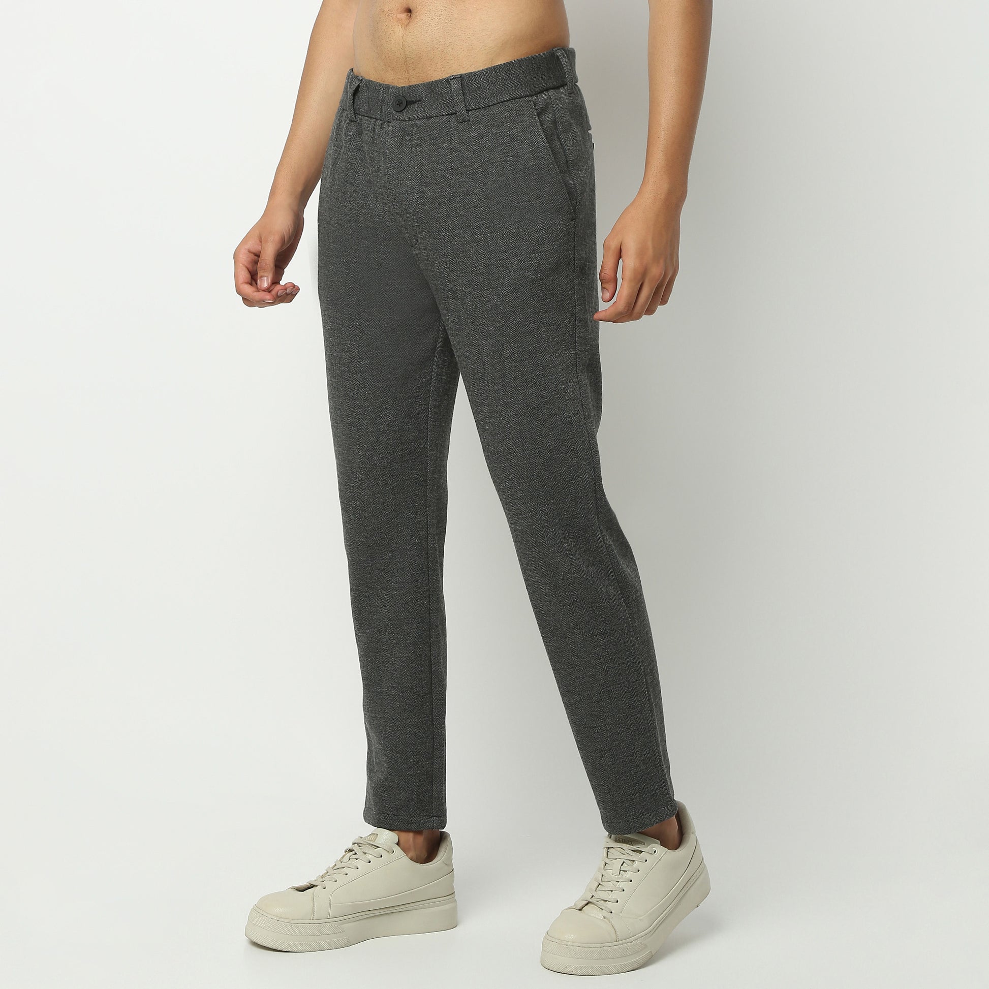 Regular Fit Solid Ankle Length Mid Rise Pants