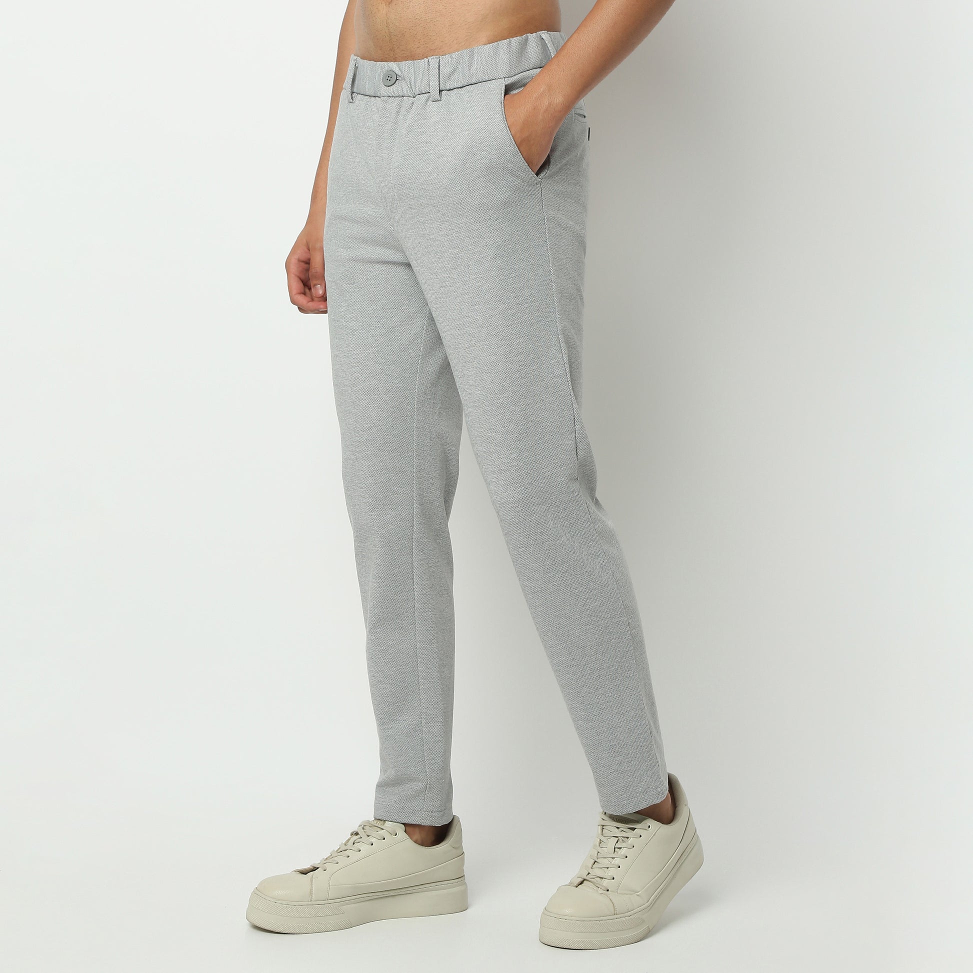 Regular Fit Solid Ankle Length Mid Rise Pants