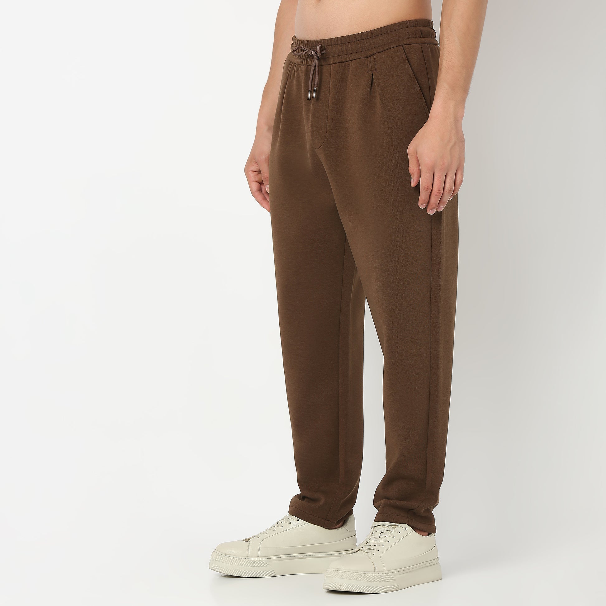 Solid Ankle Length Knitted Textured Pants