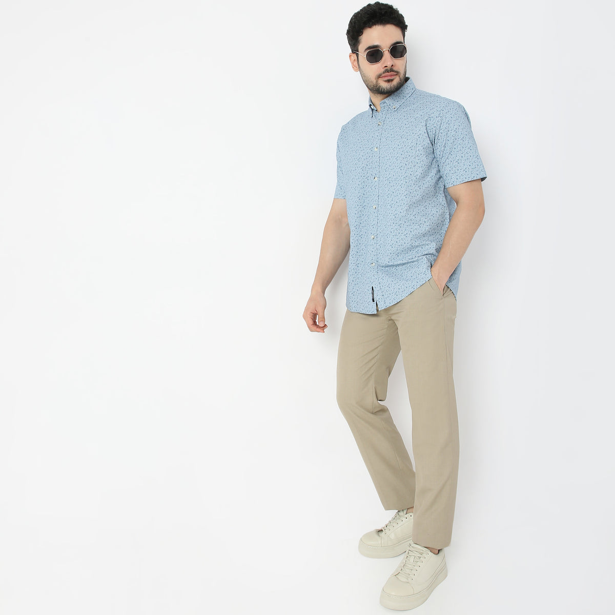 Regular Fit Printed Cambridge Shirt