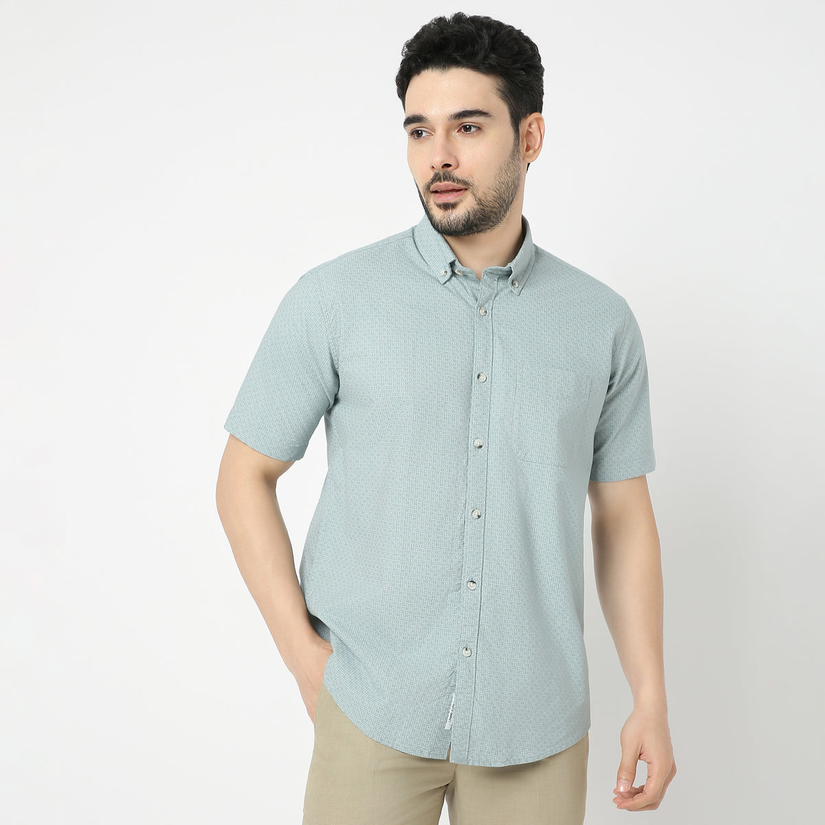 Regular Fit Printed Cambridge Shirt