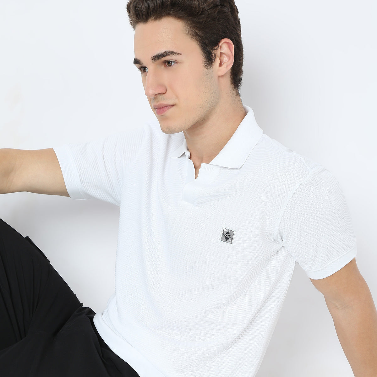 Jacquard Johnny Collar Modern Smart Island Polo T-Shirt