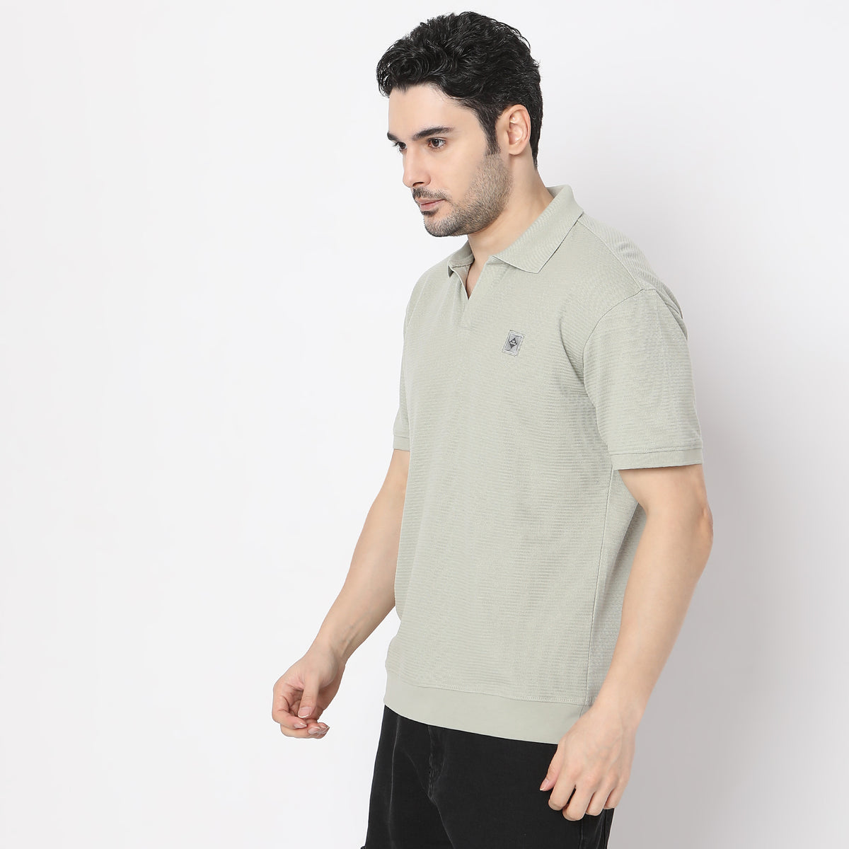 Jacquard Johnny Collar Modern Smart Island Polo T-Shirt