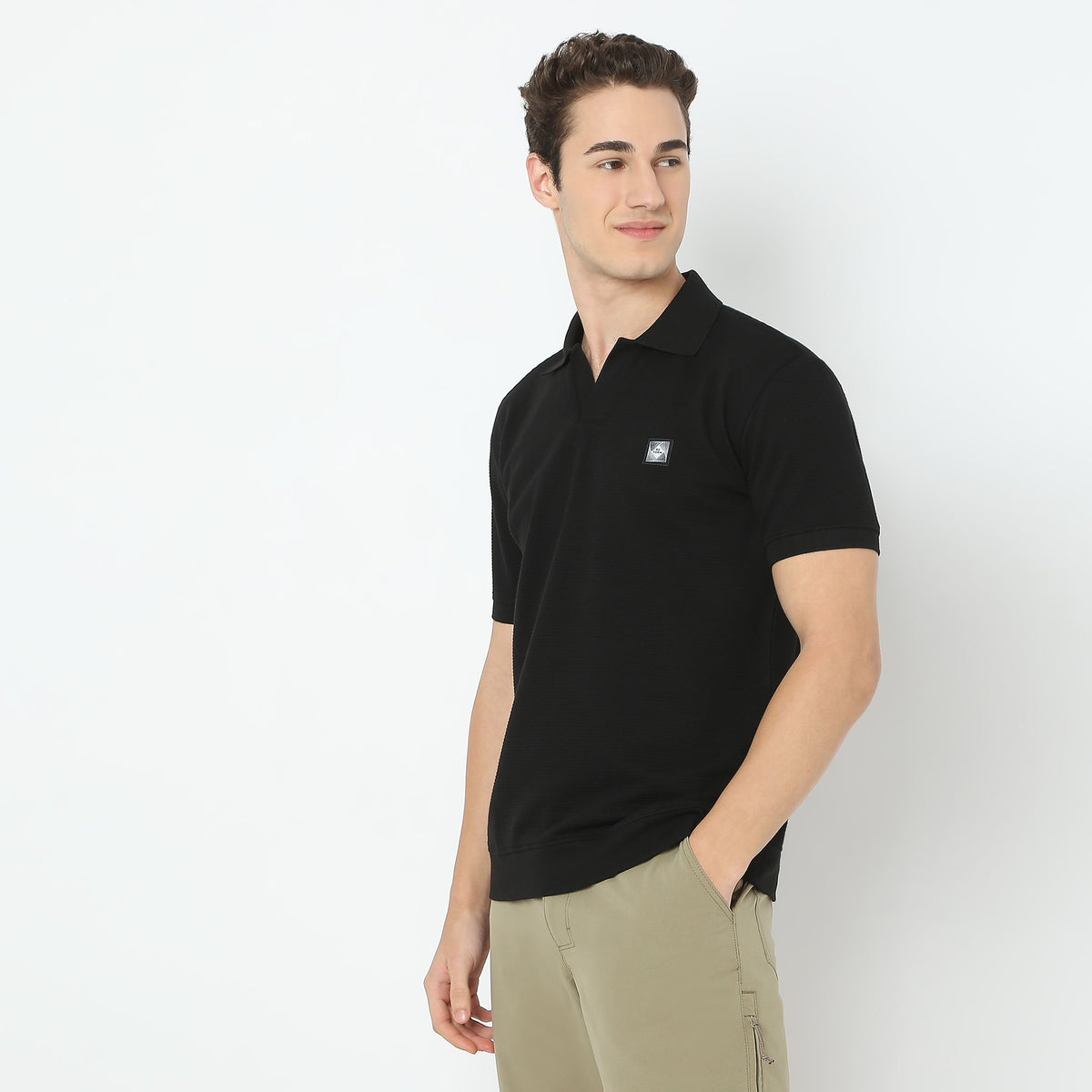 Jacquard Johnny Collar Modern Smart Island Polo T-Shirt