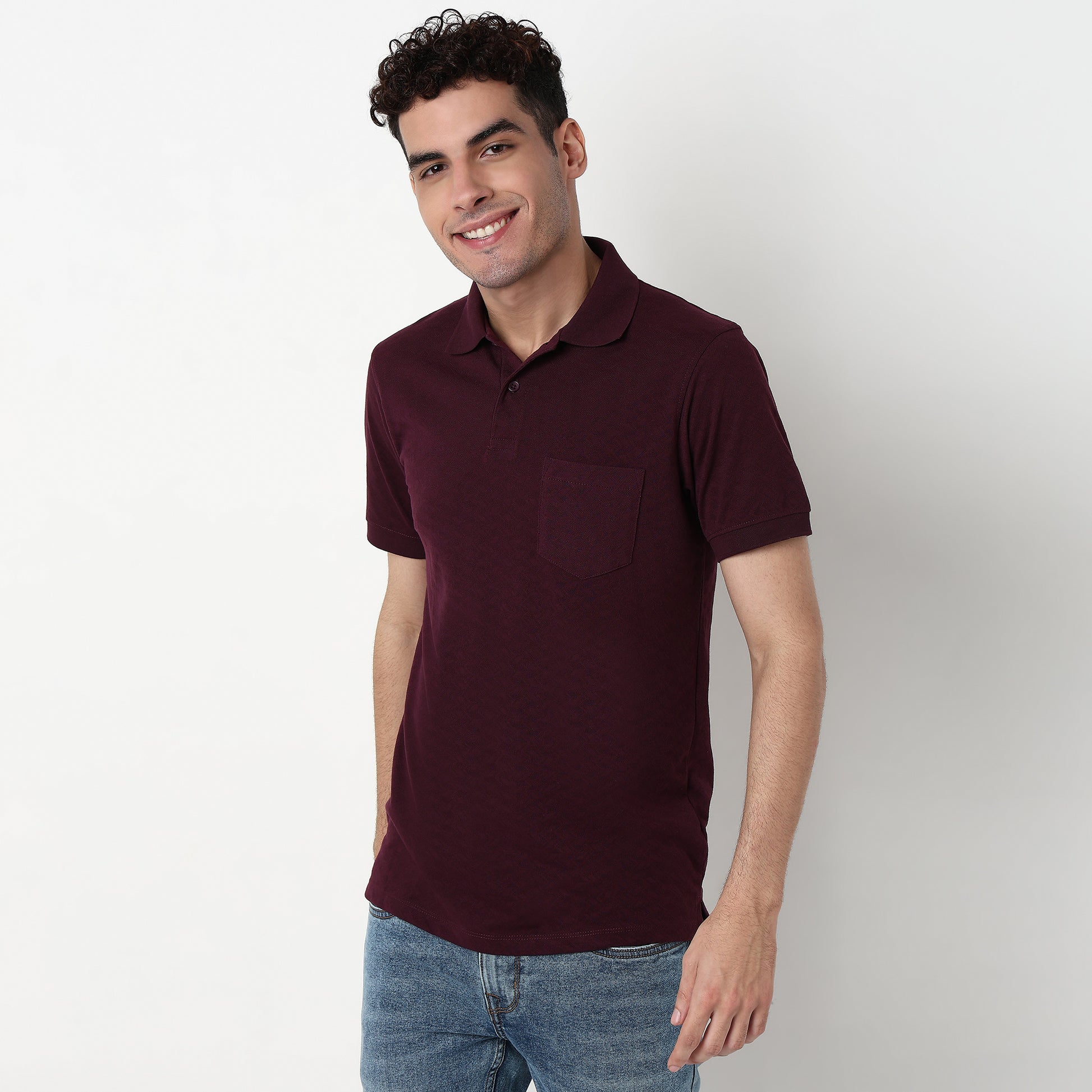 Buy Men Regular Fit Structured Half Sleeve T-Shirt  - Style Union