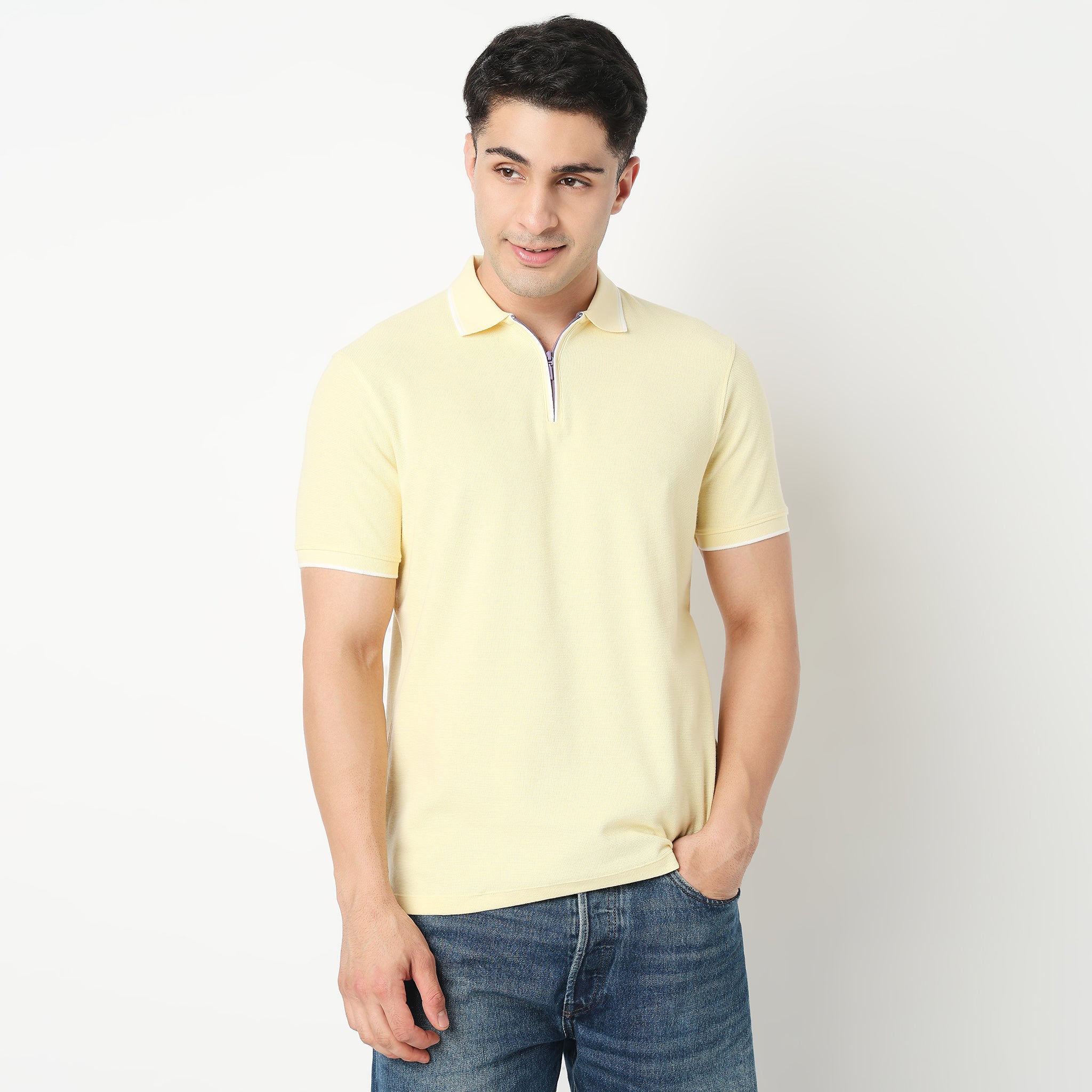 second layer ニットポロ Smart Polo 2.0 Structured Knit with Trim-Zip Neck T-Shirt – Style