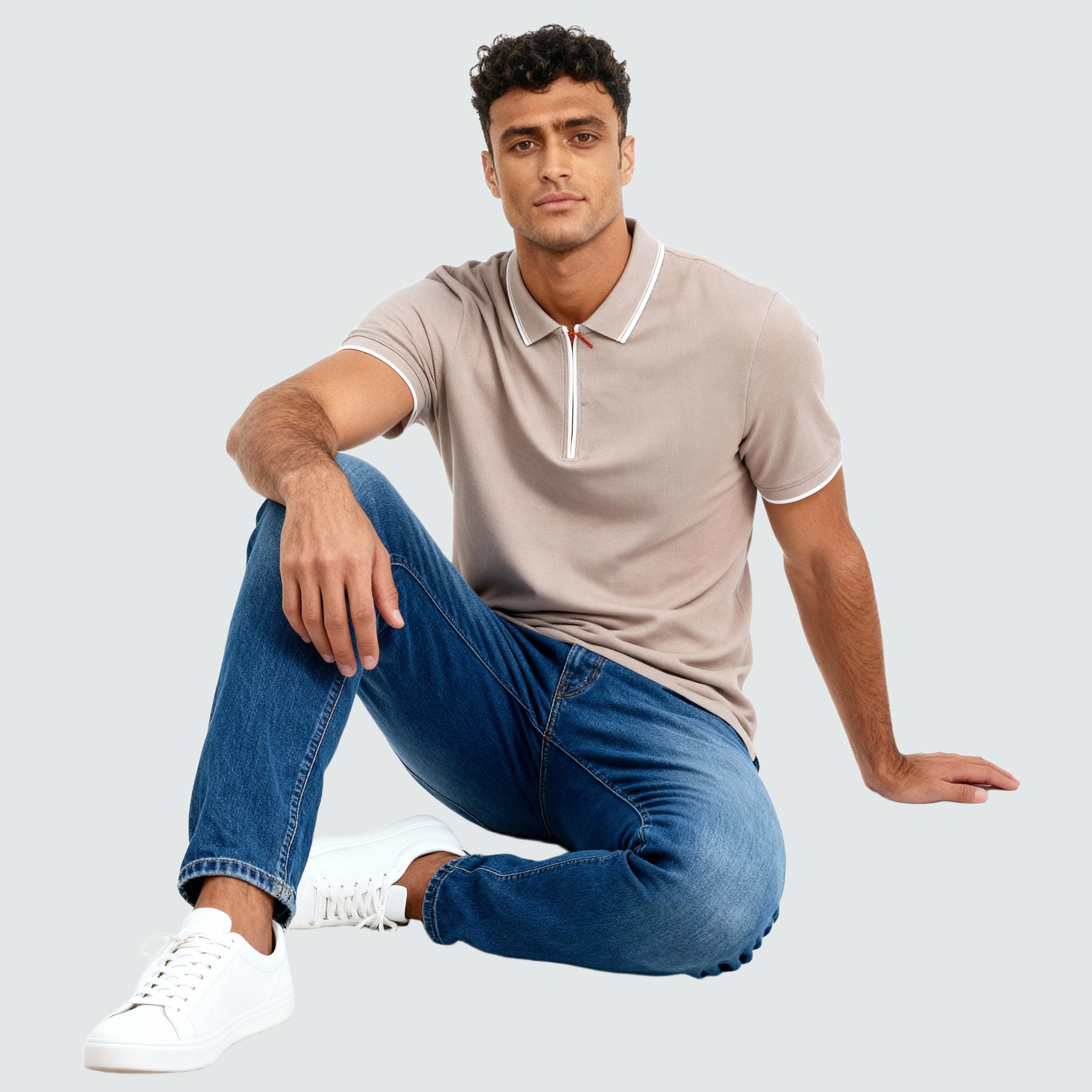 second layer ニットポロ Smart Polo 2.0 Structured Knit with Trim-Zip Neck T-Shirt – Style