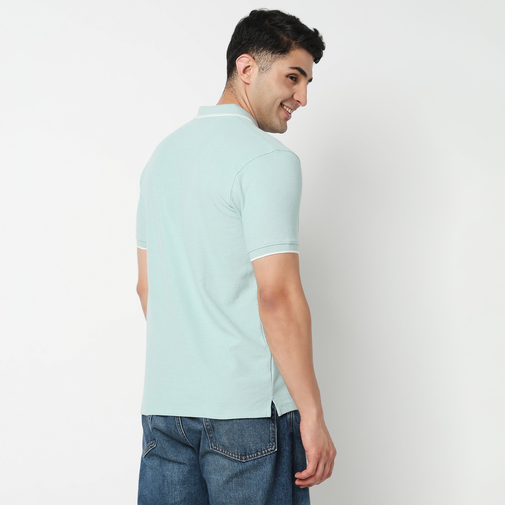 Smart Polo 2.0 Structured Knit with Trim-Zip Neck T-Shirt – Style