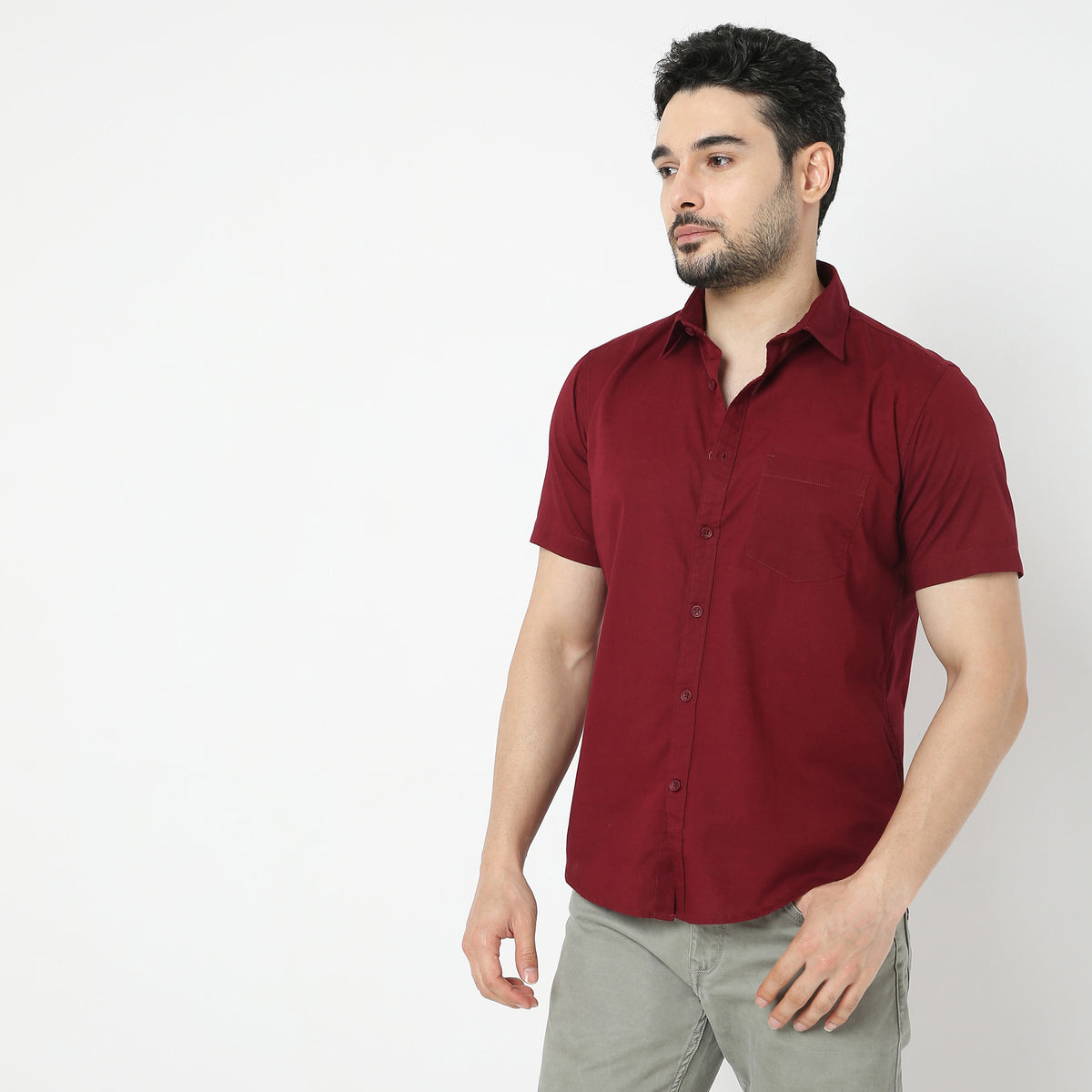 Regular Fit Solid Shirt