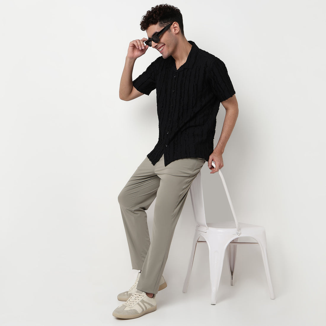 Cotton Fabric Camp Collar Shirt