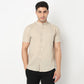 Linen Enriched Fine Natural Blend Shirt Half Sleeve Band Collar