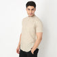 Linen Enriched Fine Natural Blend Shirt Half Sleeve Band Collar