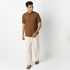 Linen Enriched Fine Natural Blend Shirt Half Sleeve Band Collar
