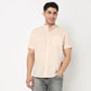 Linen Enriched Fine Natural Blend Shirt Half Sleeve Band Collar