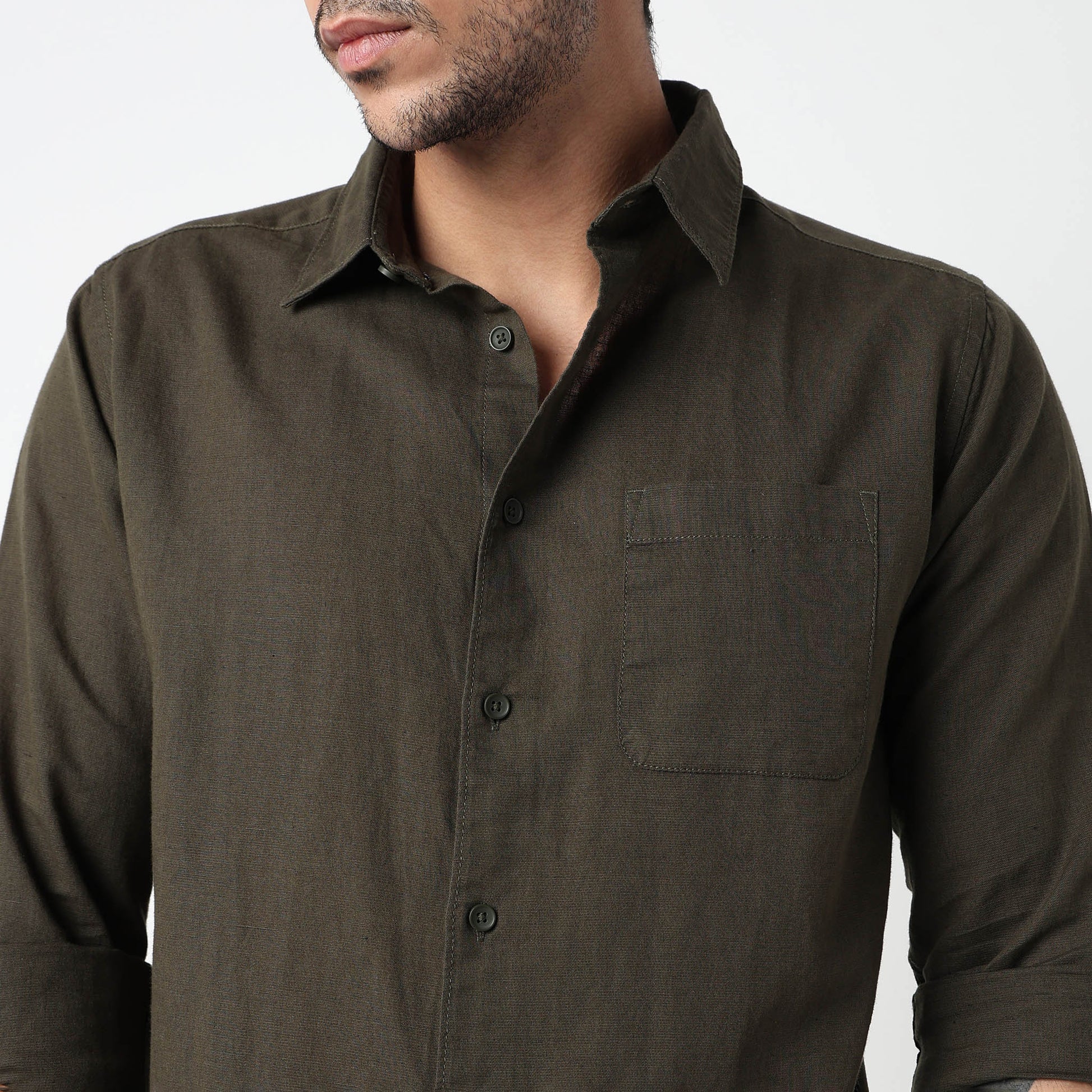 Smart Solid Linen Shirt