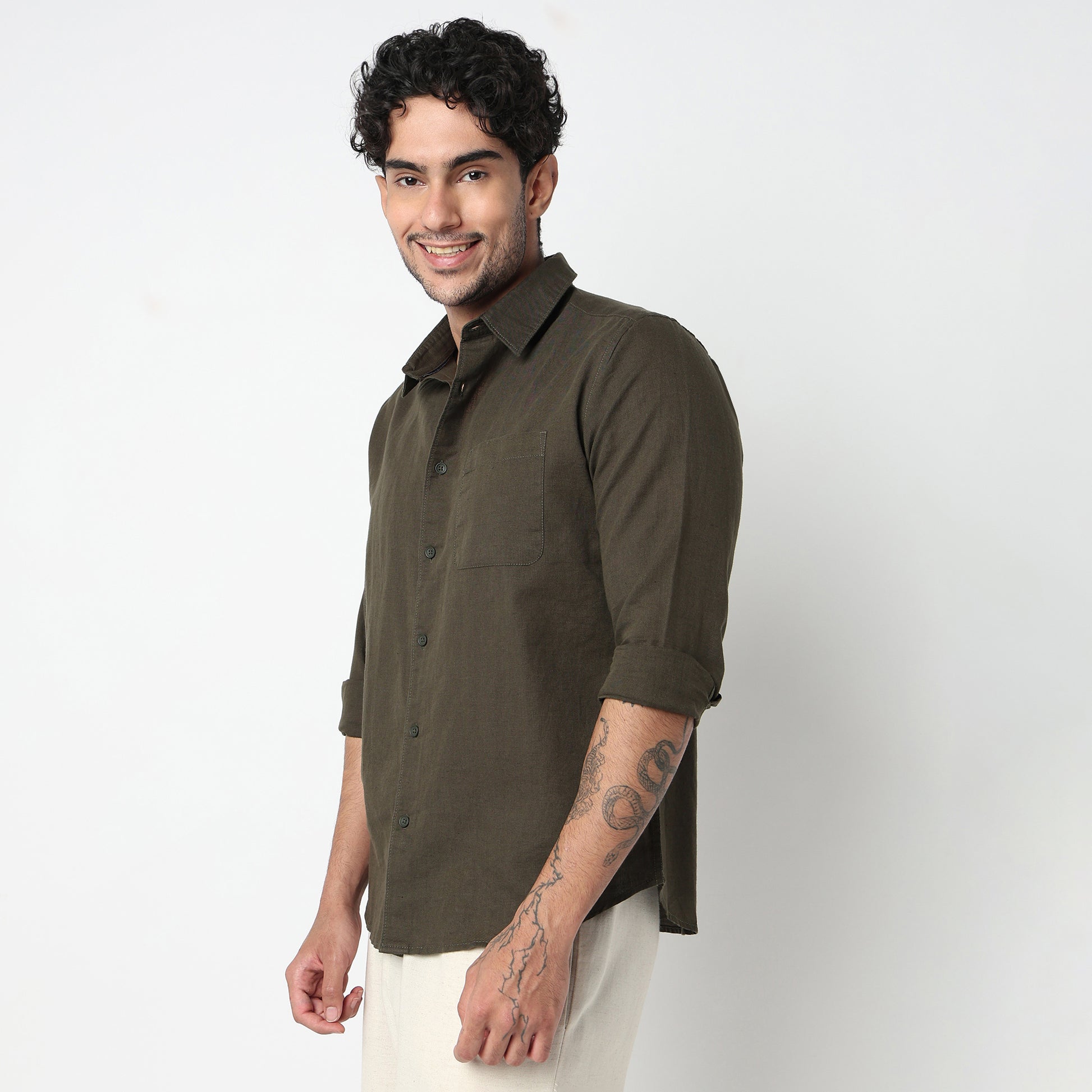 Smart Solid Linen Shirt