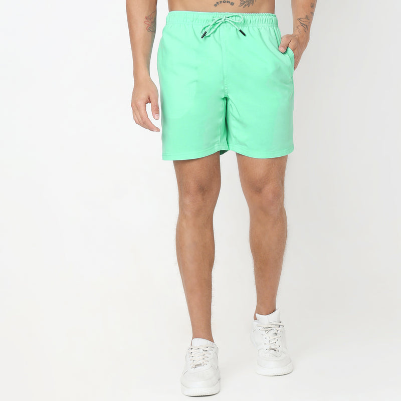 Regular Fit Solid Mid Rise Shorts