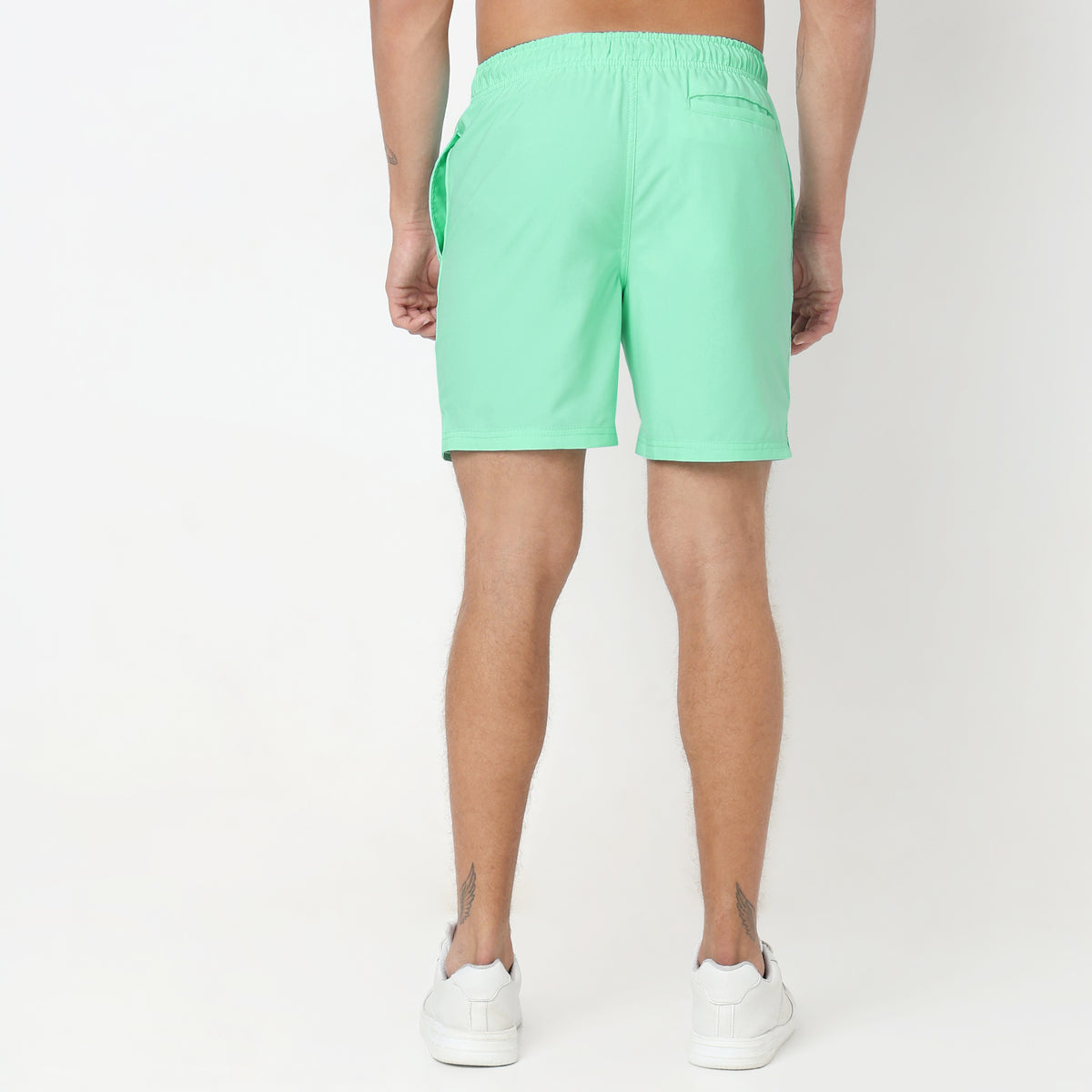 Regular Fit Solid Mid Rise Shorts