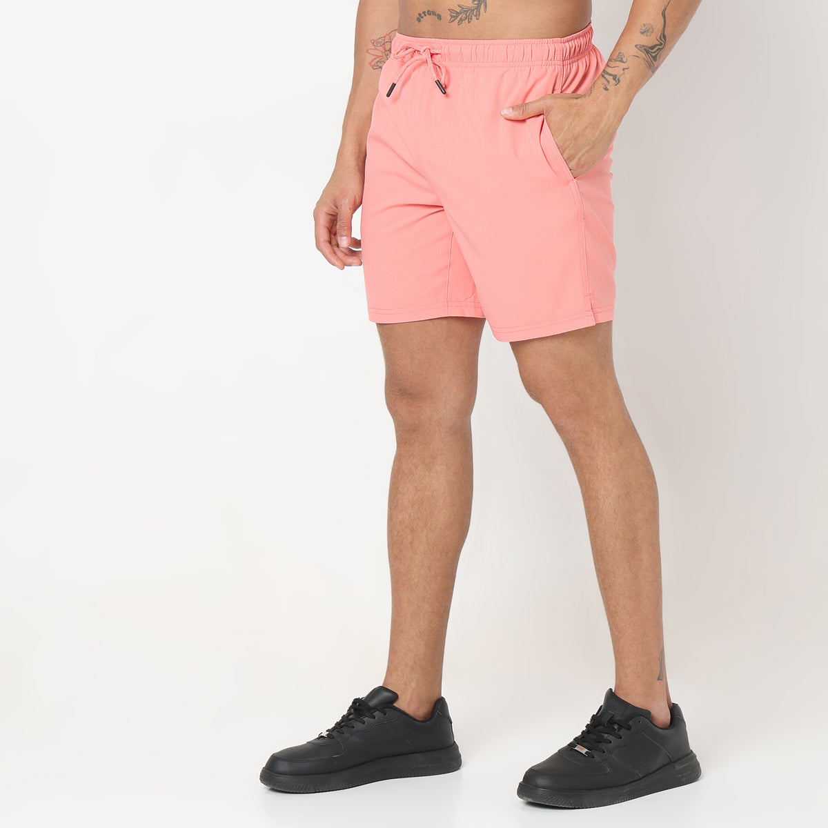 Regular Fit Solid Mid Rise Shorts