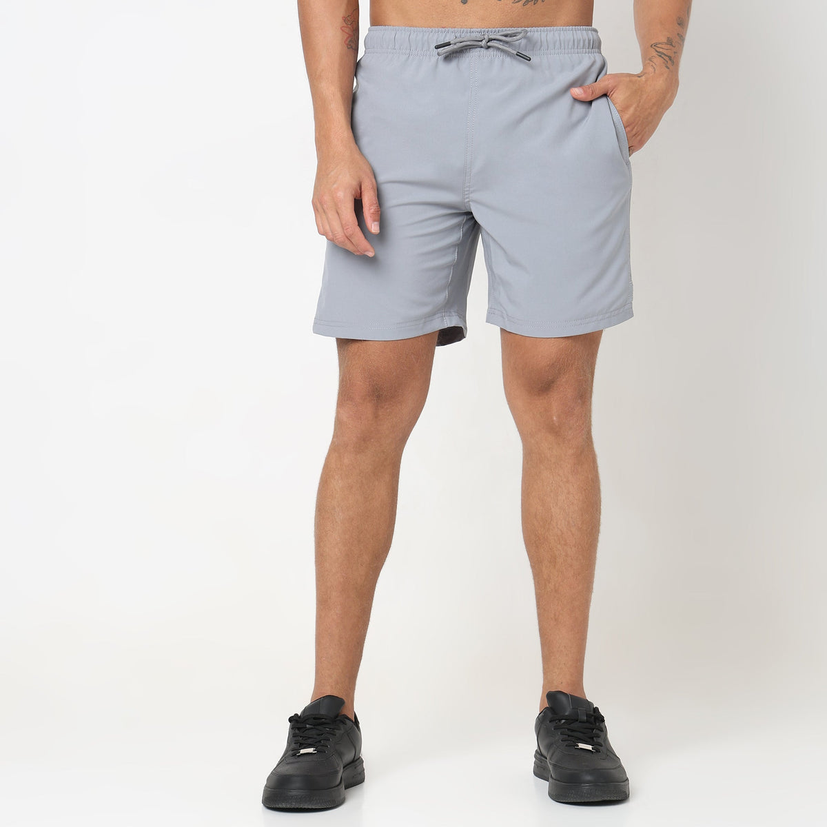 Regular Fit Solid Mid Rise Shorts