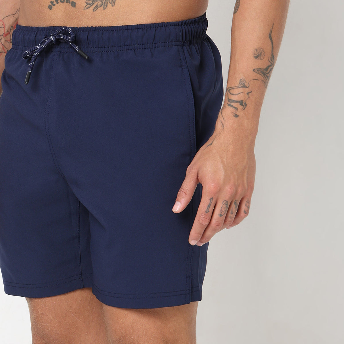 Regular Fit Solid Mid Rise Shorts