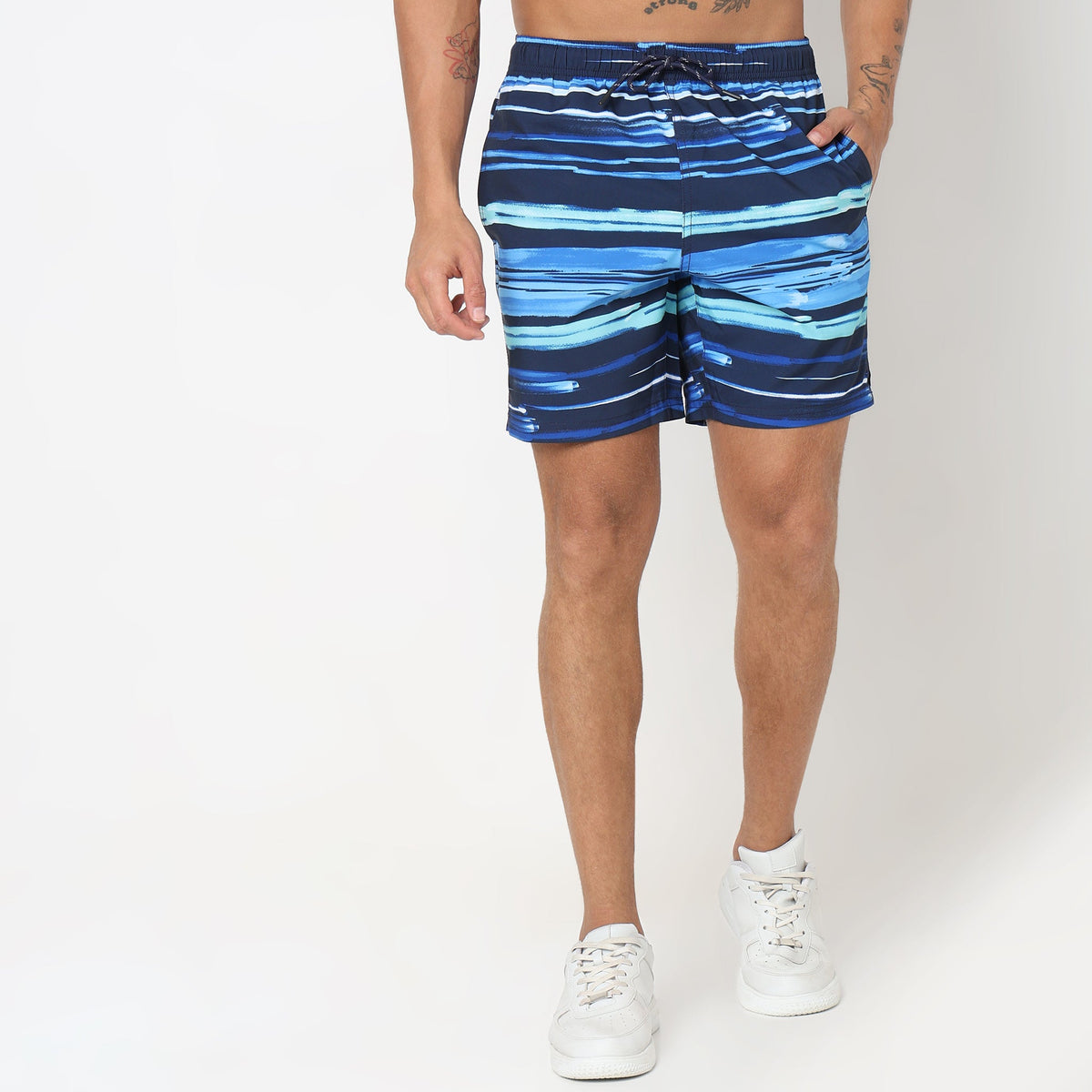 Regular Fit Solid Mid Rise Shorts