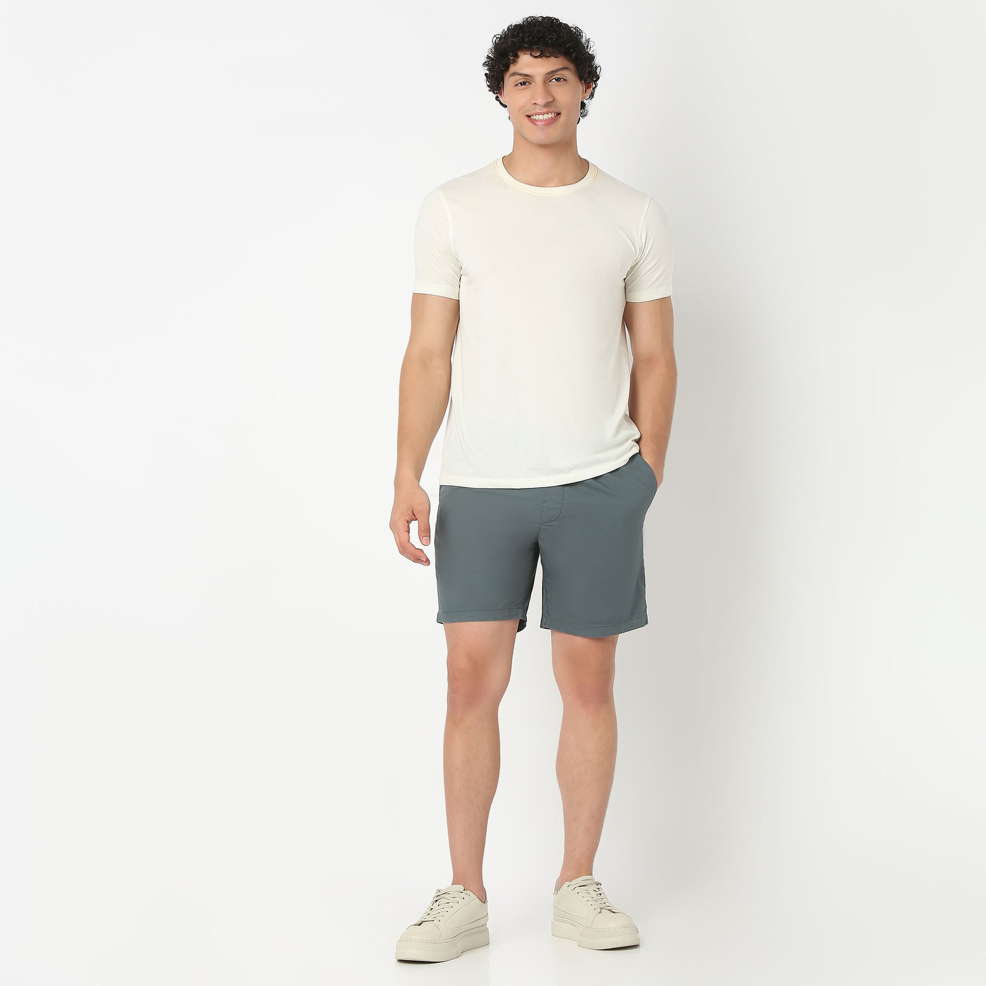 Solid Above Knee Light Weight 100% Cotton Shorts