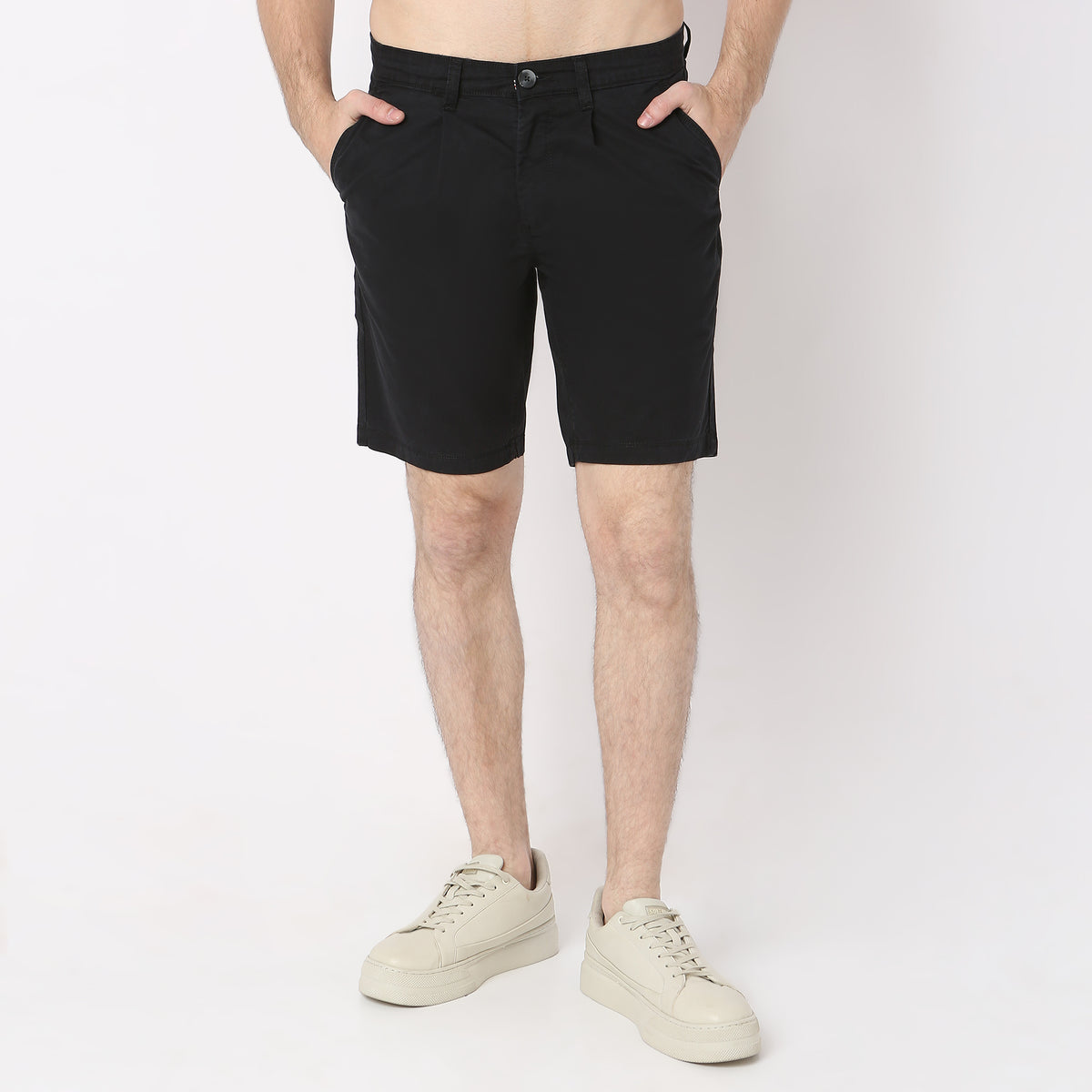 Solid Knee Length Active Shorts