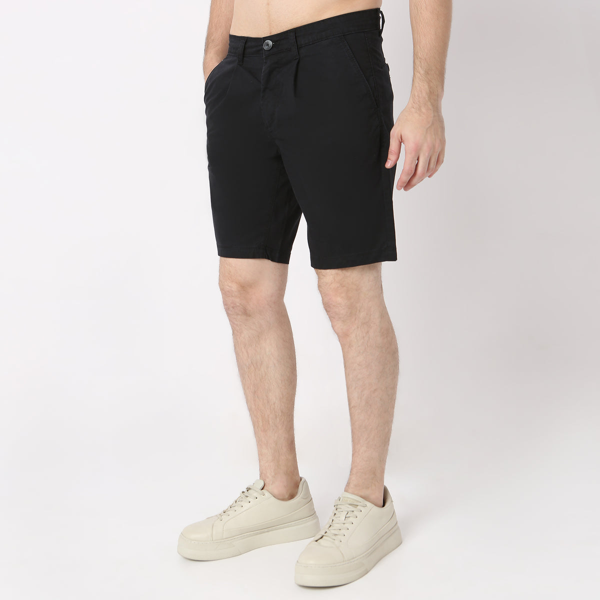 Solid Knee Length Active Shorts