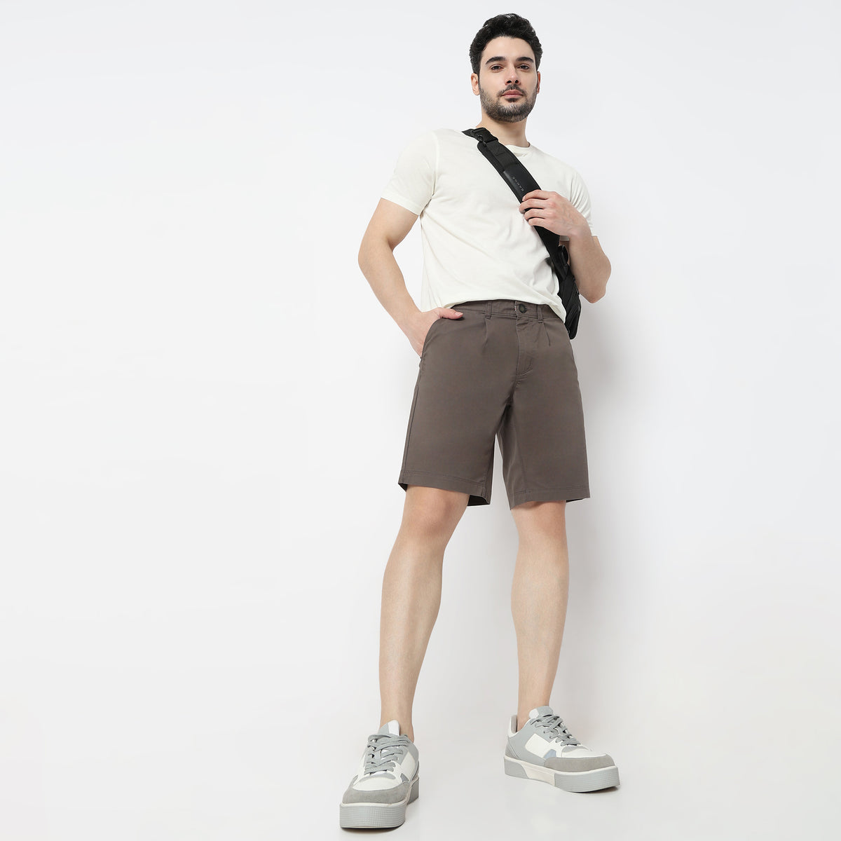 Solid Knee Length Active Shorts