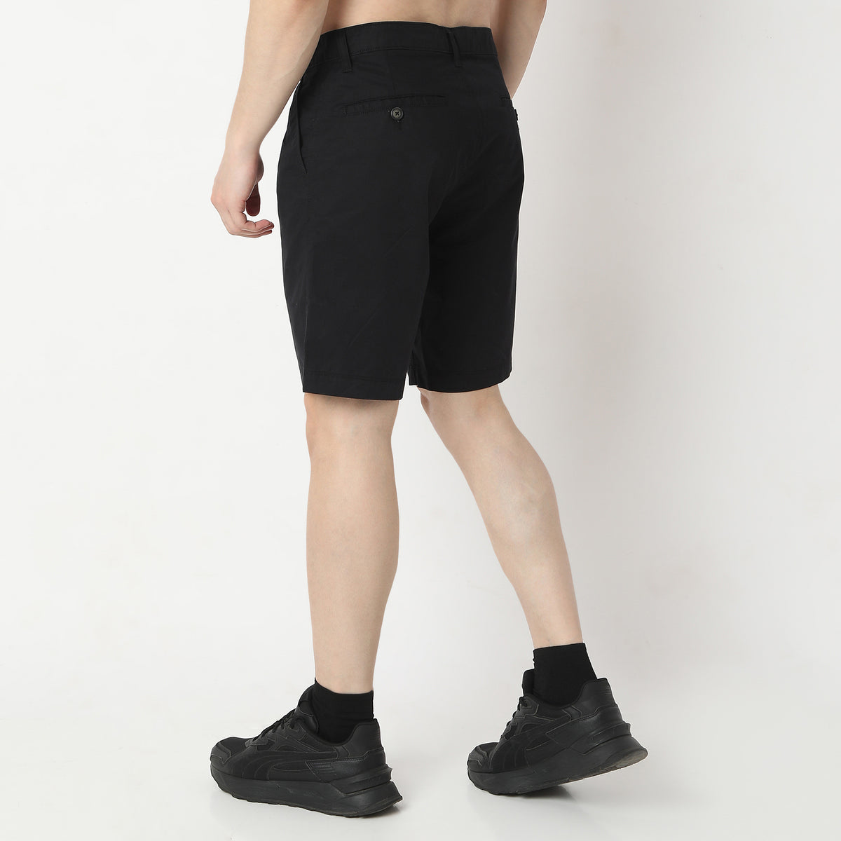 Solid Knee Length Active Shorts