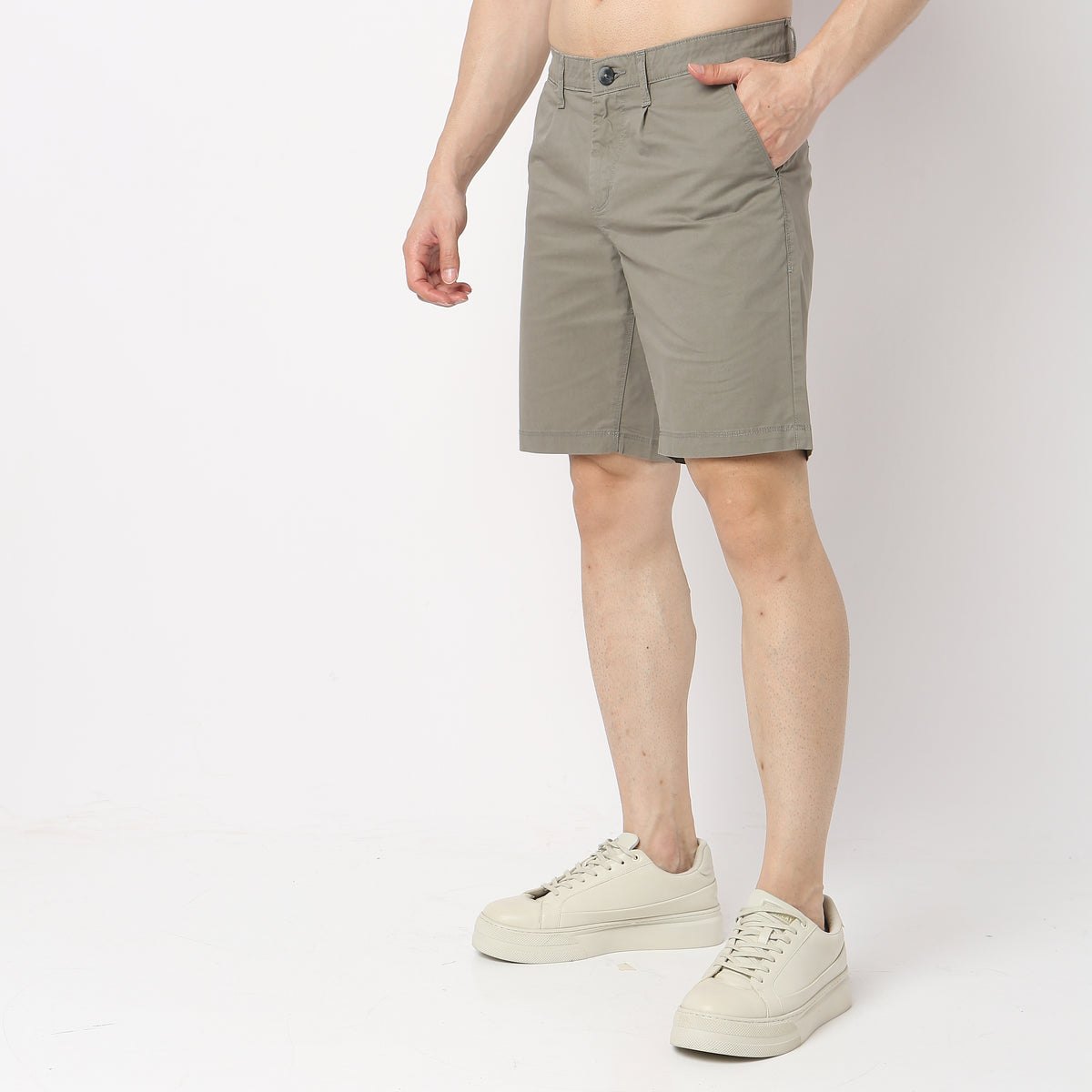 Solid Knee Length Active Shorts