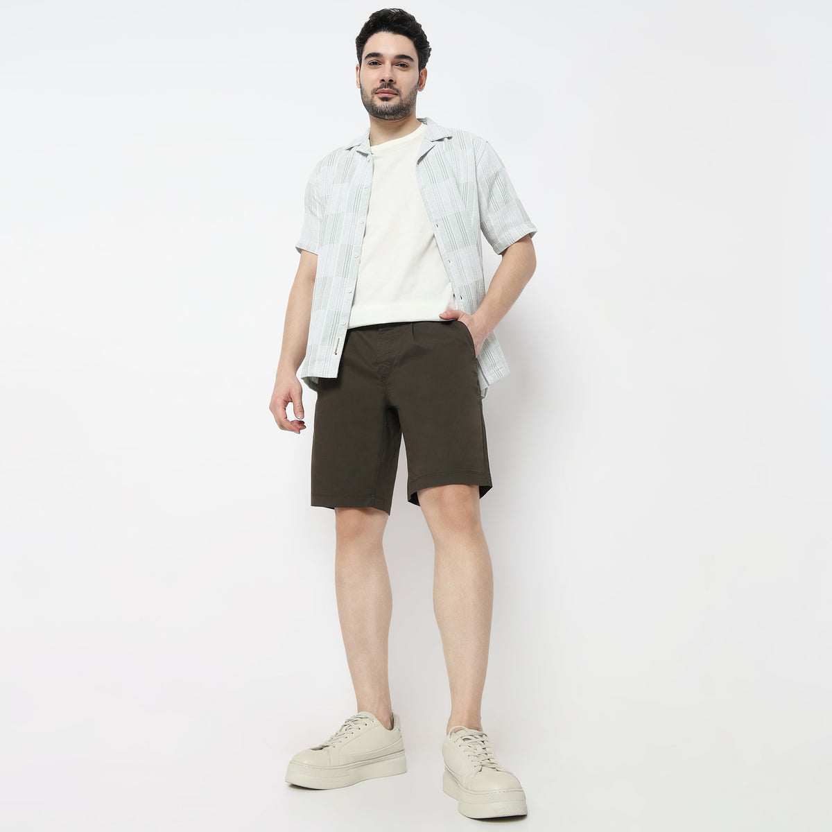 Solid Knee Length Active Shorts