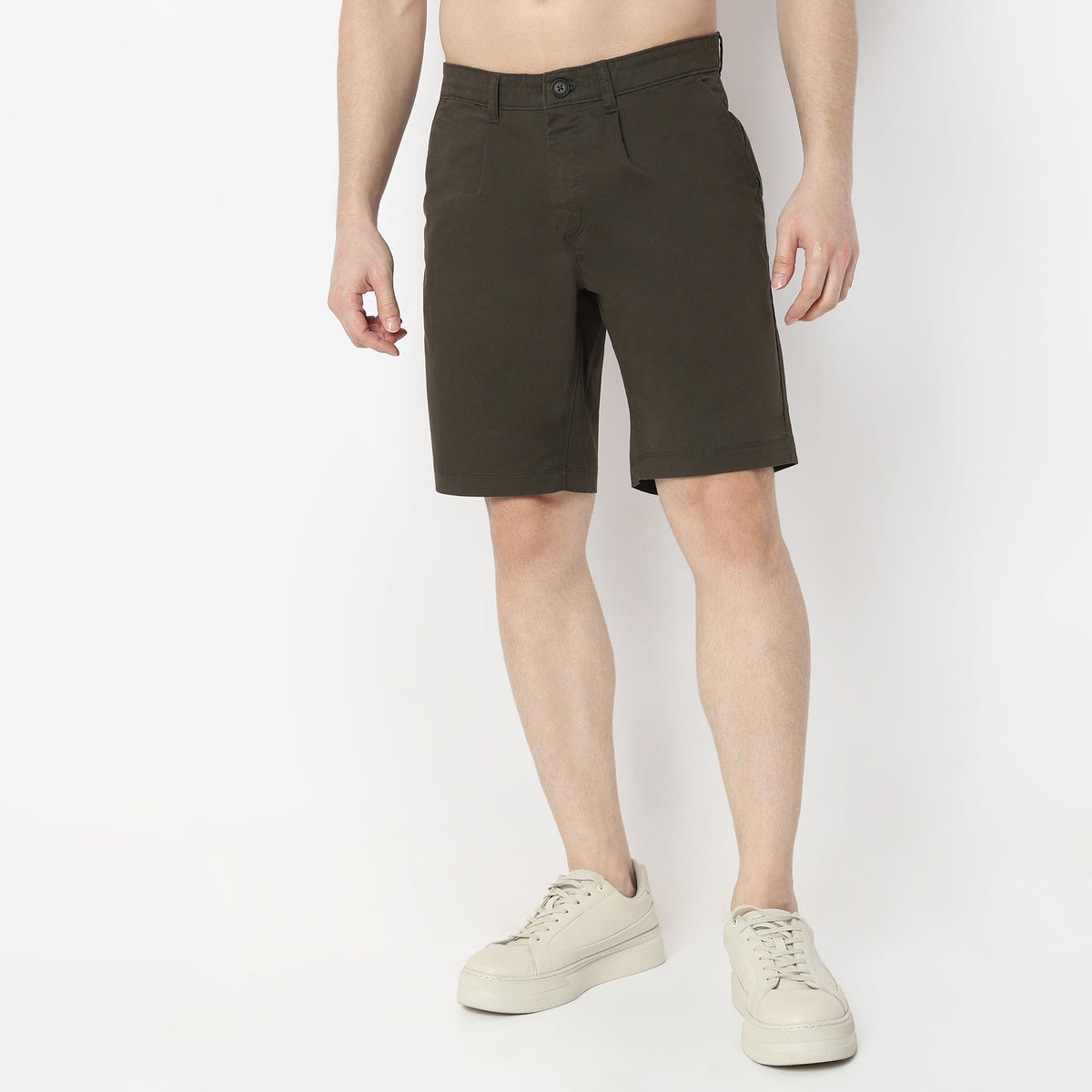 Solid Knee Length Active Shorts