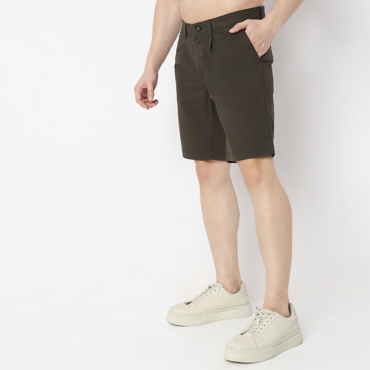 Solid Knee Length Active Shorts