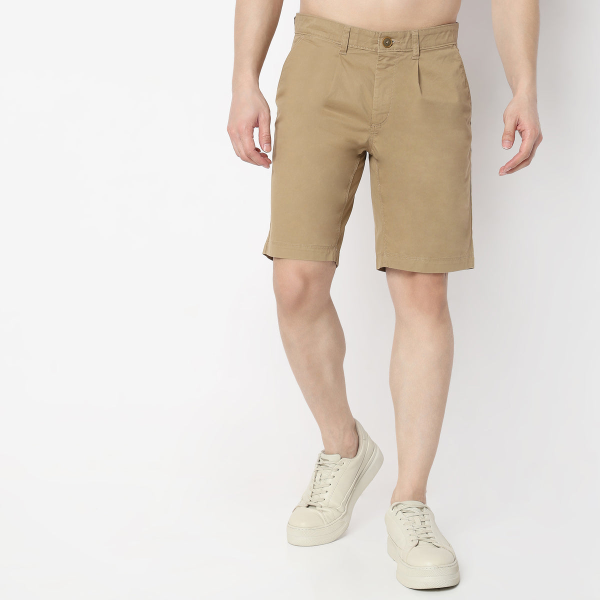 Solid Knee Length Active Shorts