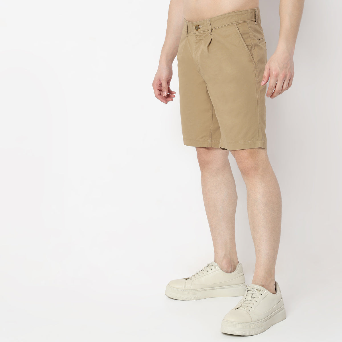 Solid Knee Length Active Shorts