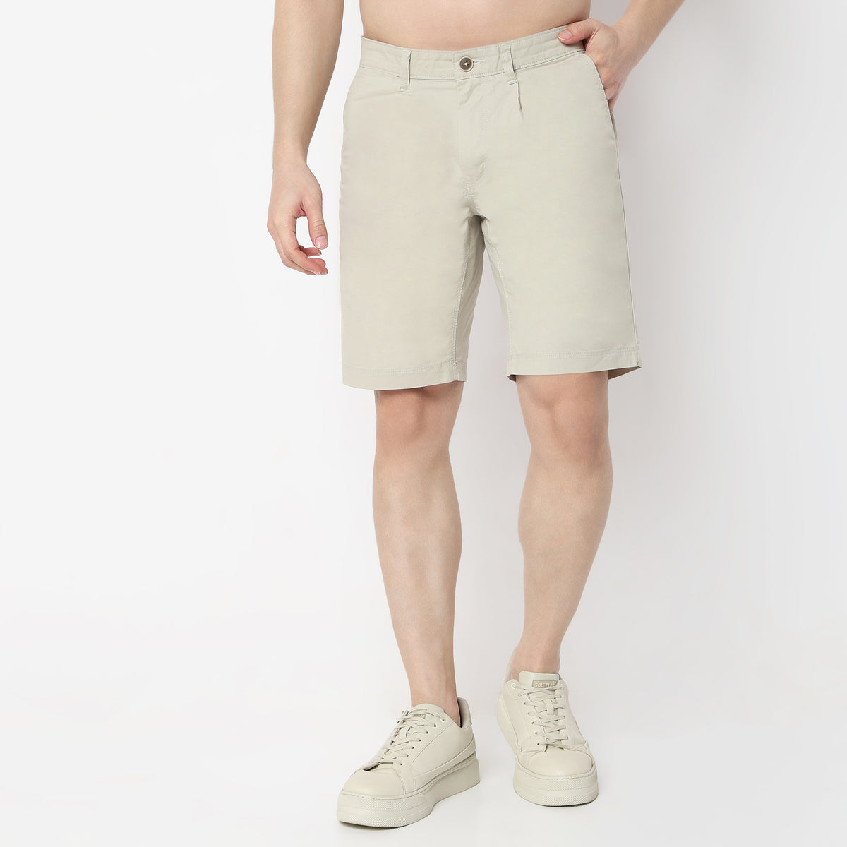 Solid Knee Length Active Shorts