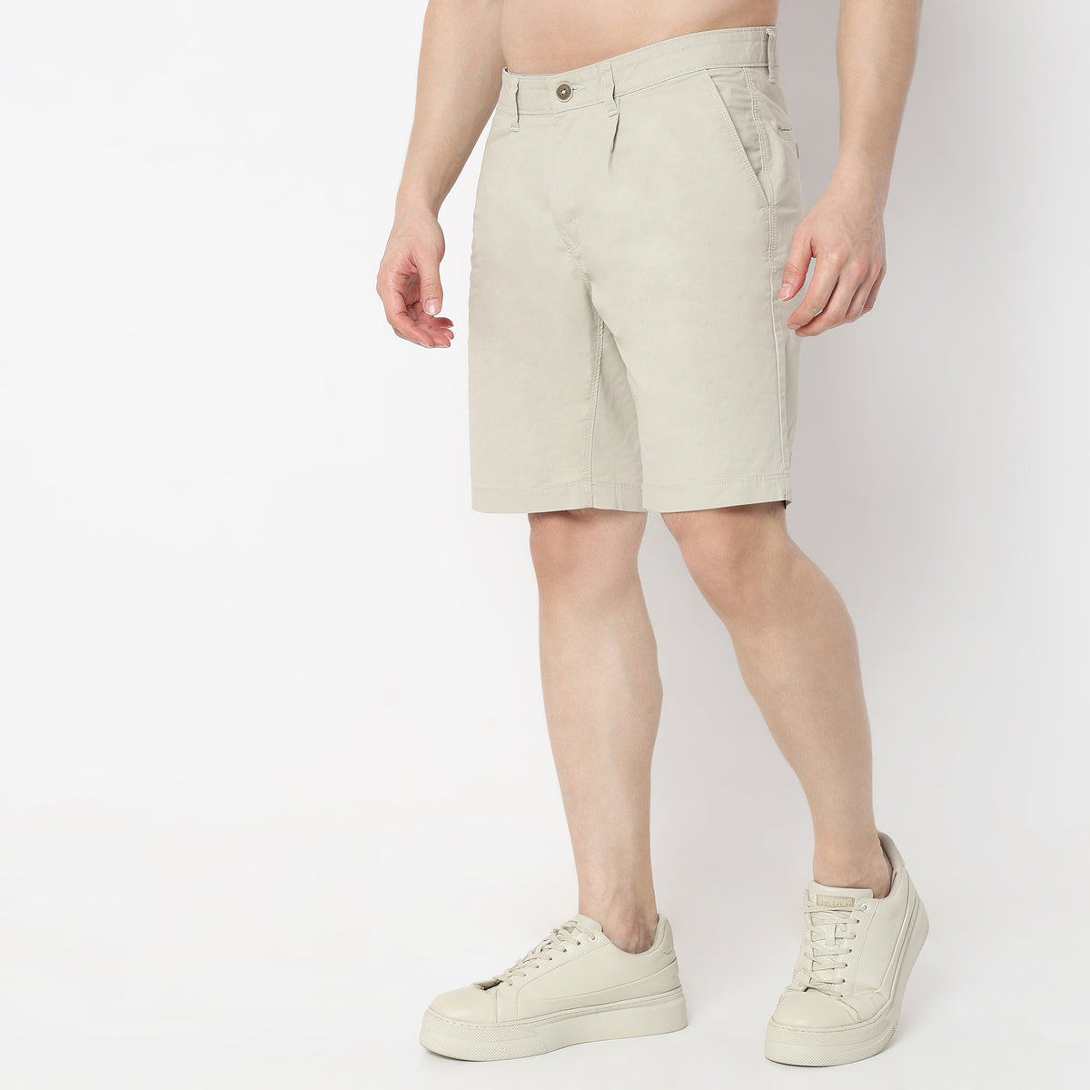 Solid Knee Length Active Shorts