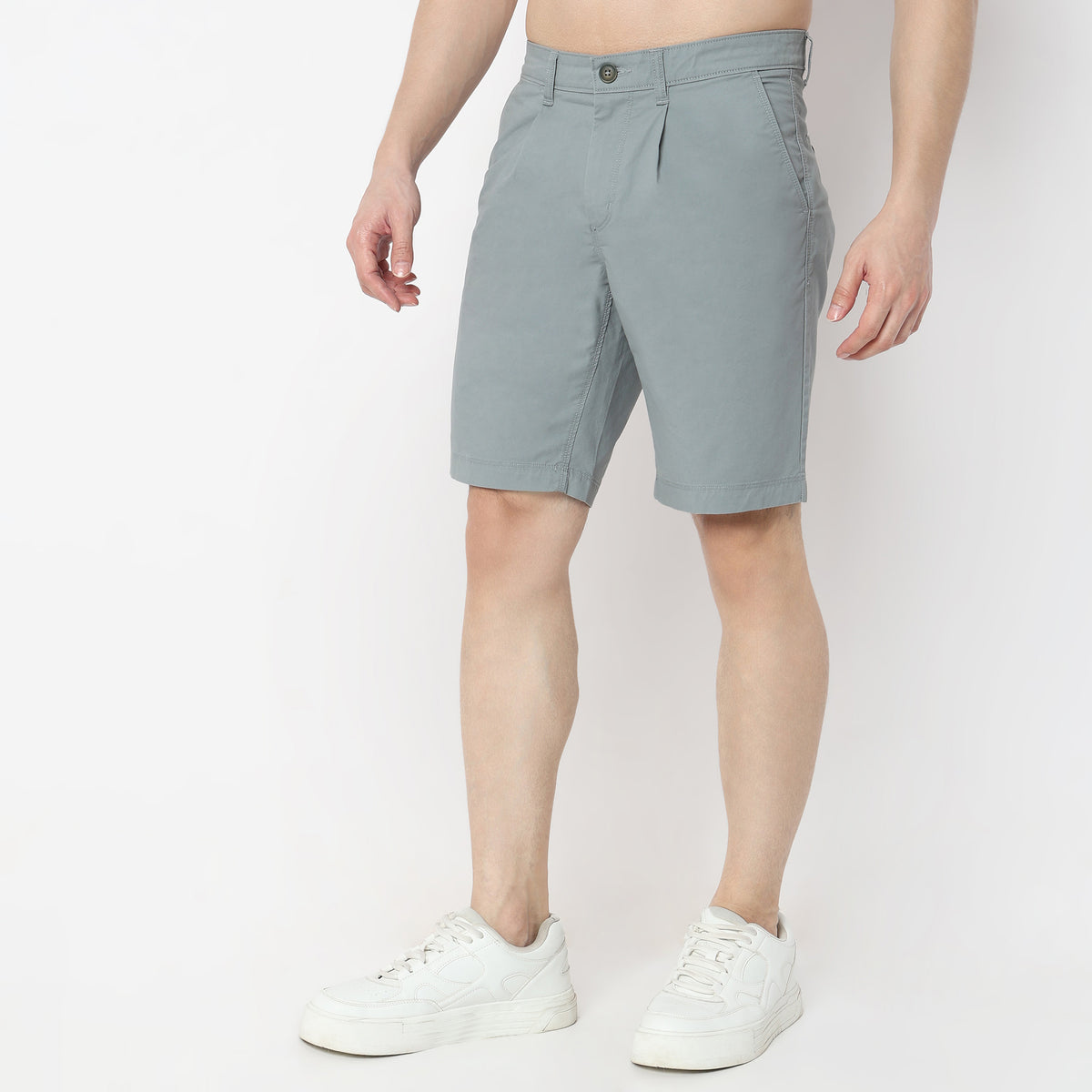 Solid Knee Length Active Shorts