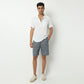 Regular Fit Textured Above Knee Mid Rise Shorts
