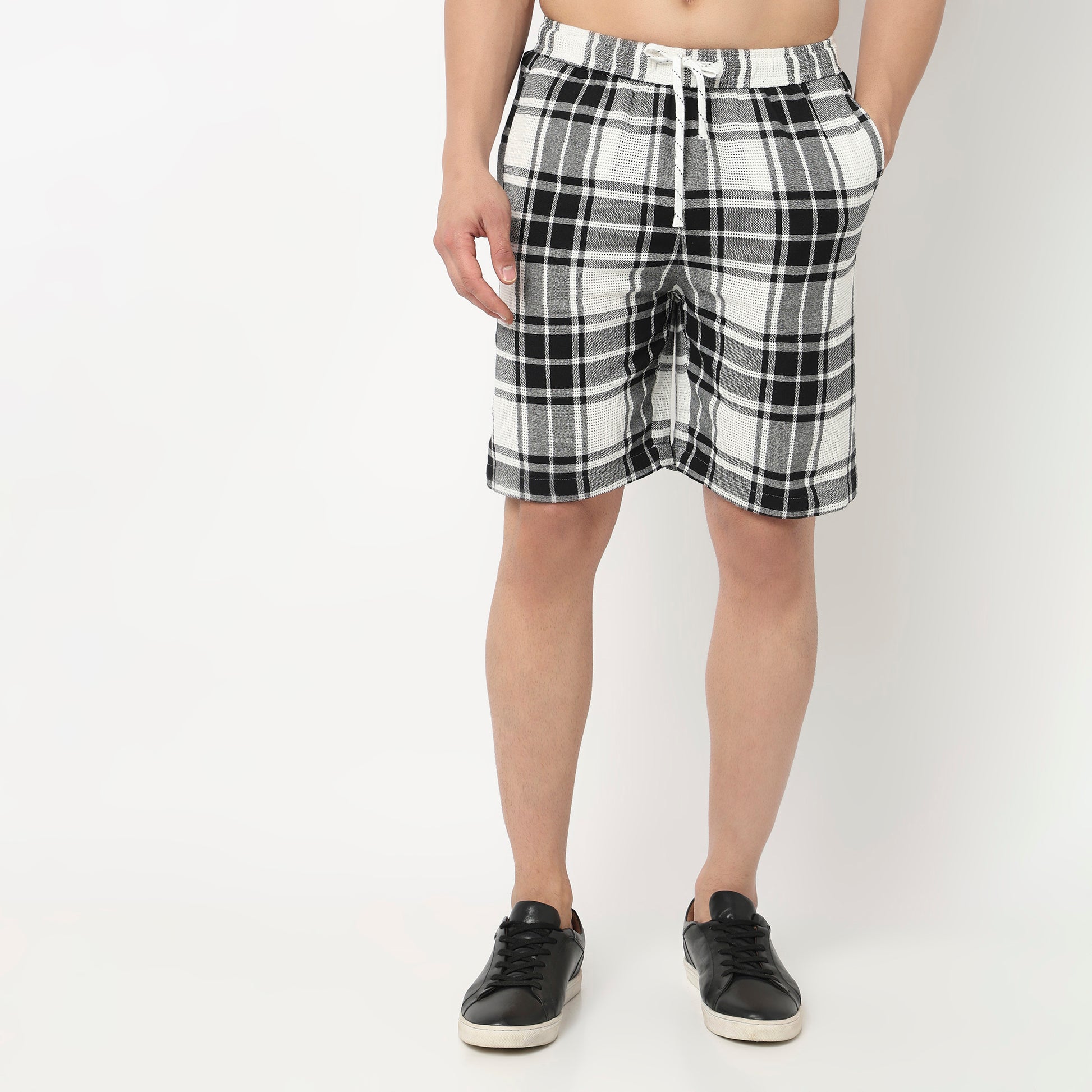 Trendy Yarn Dyed Textured Pull-On Shorts With Lots Of Oomph