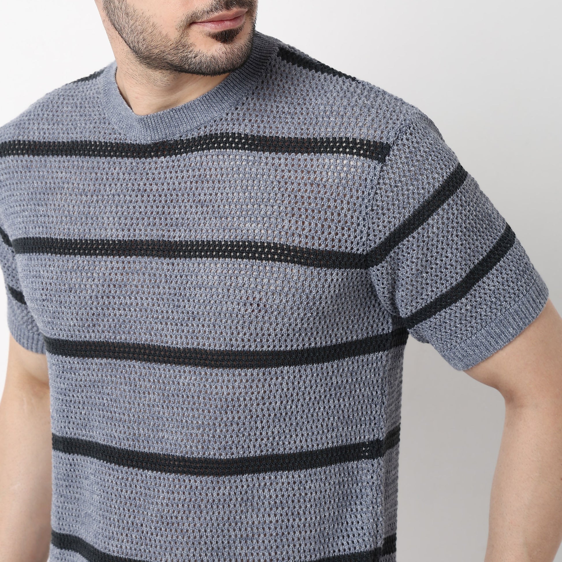 Hand Knit Jersey Smart Striped Sweater