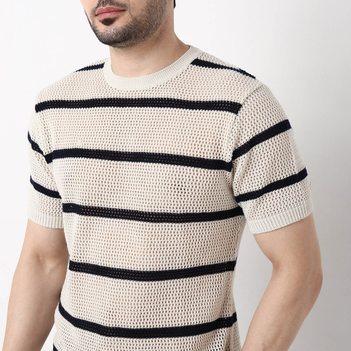 Hand Knit Jersey Smart Striped Sweater