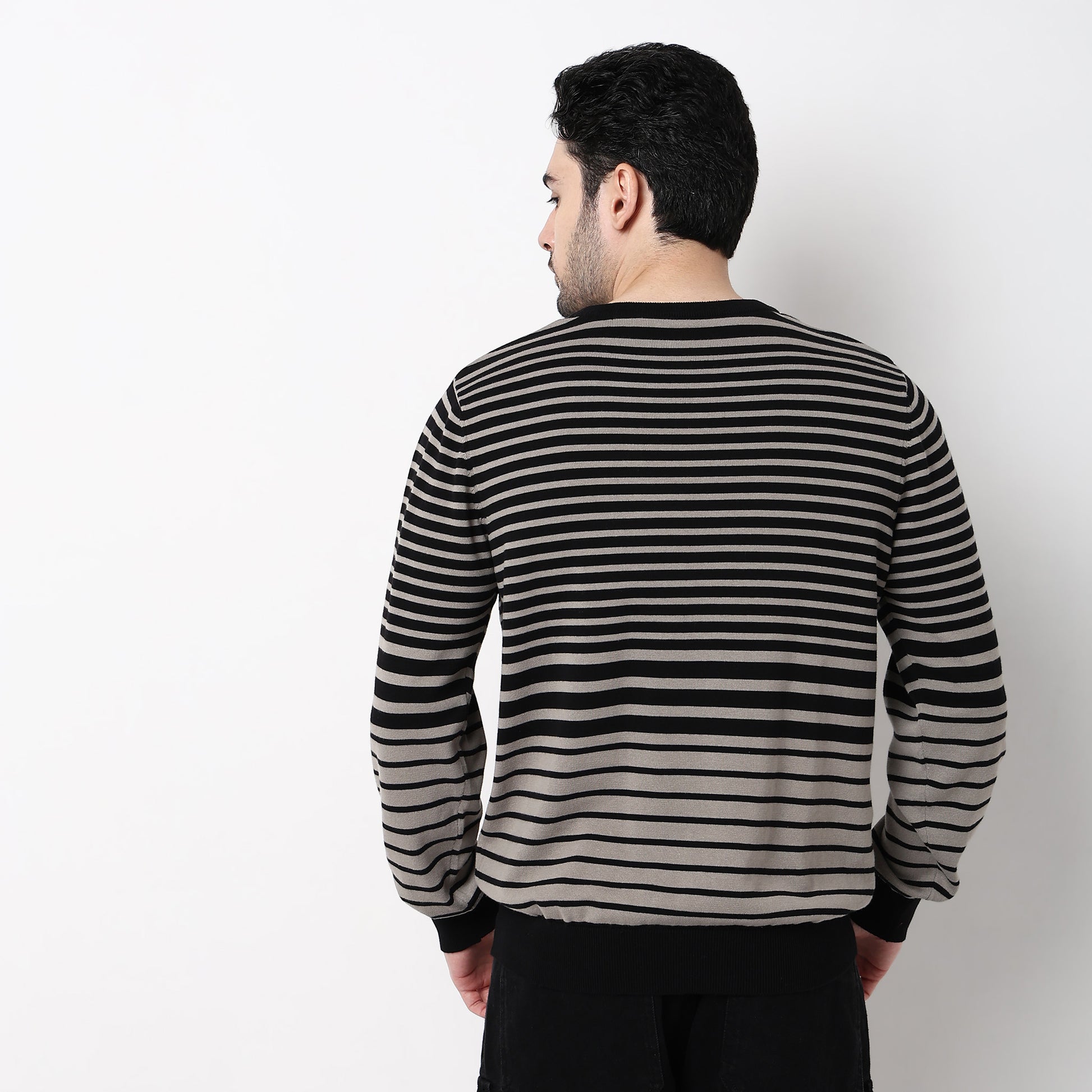Hand Knit Jersey Smart Striped Sweater