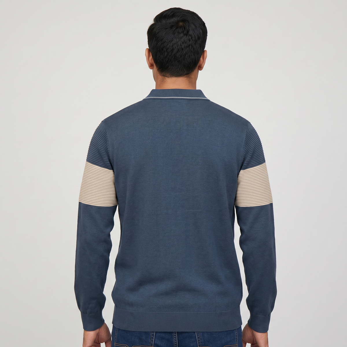 Cotton Structured Polo Neck Sweater