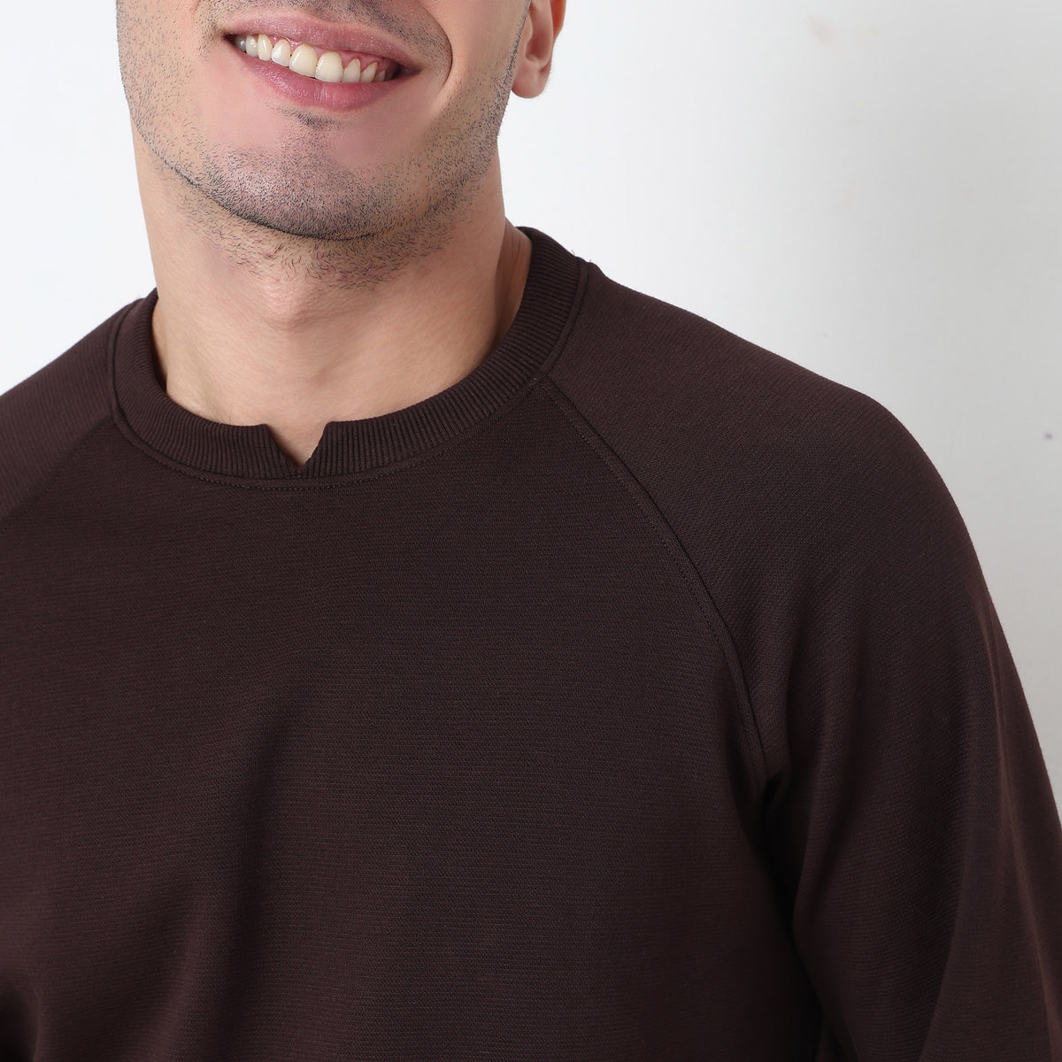 Knitted Structured Crew Neck Sweatshirt