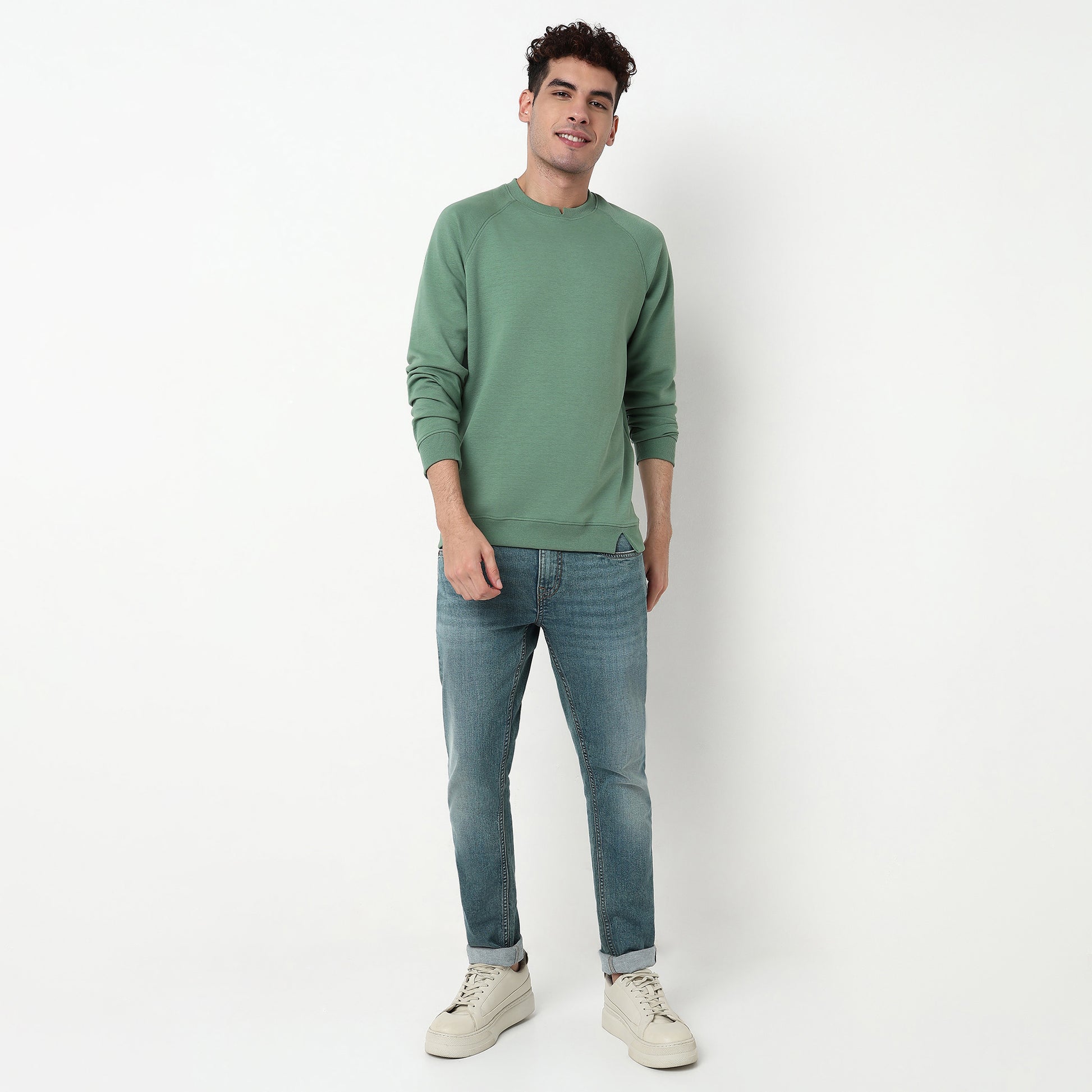 Knitted Structured Crew Neck Sweatshirt