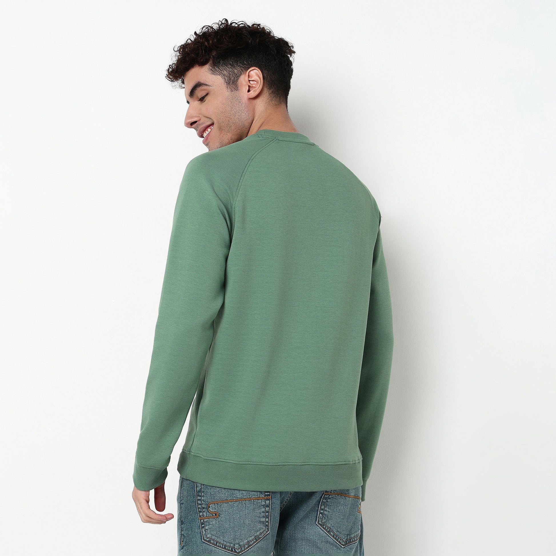 Knitted Structured Crew Neck Sweatshirt